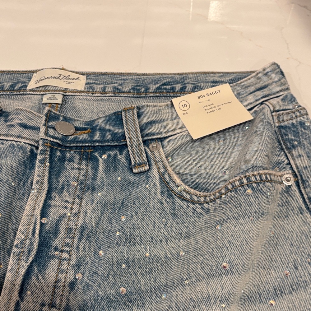 New rhinestone jeans size 10